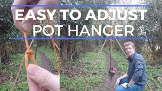 The easiest adjustable height pot hanger  for boiling and cooking over a camp fire [upl. by Heid]