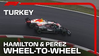 Hamilton amp Perez’s WheelToWheel Battle  Turkish Grand Prix 2021 [upl. by Dott]