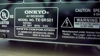 Receiver Onkyo TXSR501  Infinity Beta 10 [upl. by Yoreel]