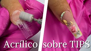 APRENDE a Aplicar ACRILICO Sobre TIPS  como poner Tips en las uñas  uñas acrílicas  tendencia [upl. by Asare590]