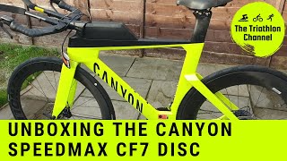 Unboxing the Canyon Speedmax CF7 Disc bike 2020 [upl. by Aillij]