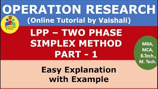 Two Phase Simplex Method In LPP  Algorithm concept Explanation In Operation Research  Part 1 [upl. by Yebot]