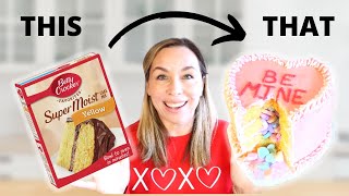 ❤️Easy Box Cake Mix Hack DIY HEART cake  NO MOLD ❤️ [upl. by Ulani]