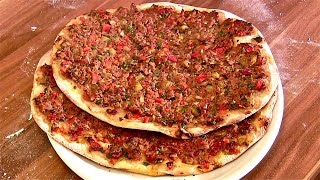 Lahmacun RezeptLahmacun selber machenTürkische PizzaTeigBelag selber machen [upl. by Erbes]