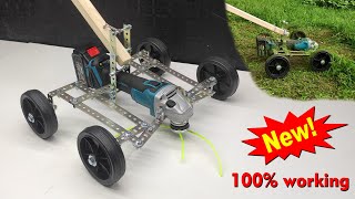 Grass Cutter machine DIY  latest lawn mower using angle grinderGrass Cutter battery angle grinder [upl. by Grossman191]