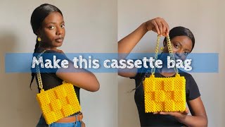 HOW TO MAKE THIS BEADED BOTTEGA CASSETTE BAG  FOR BEGINNERS 💛 [upl. by Leveridge108]