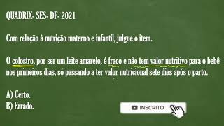 Questão de Nutrição QUADRIX SES DF 2021 [upl. by Giuditta]