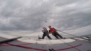 Hobie 18 Reimagined hull flying on trapeze [upl. by Gabrielle]