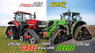 Case Puma 215 VS John Deere 6215R  Comparison on all levelsSame gross level  Red VS Green [upl. by Llevrac]