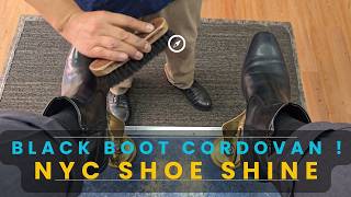 Black Boot Cordovan Shine  NYC Shoe Shine [upl. by Chandler]