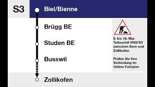 BLS Ansage  Begrüssung S3 BielBienne – Zollikofen –Bern De  Fr [upl. by Lyram]