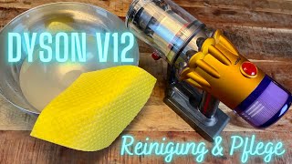 Dyson V12 Staubsauger Reinigung  Anleitung zum Putzen und Reinigen des Akkusaugers [upl. by Lleinad]