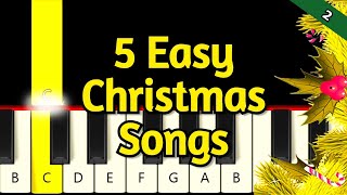 5 Very Easy Christmas Songs  Piano tutorial  Beginner [upl. by Brill]