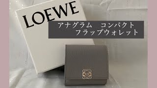 【LOEWE】二つ折り財布コンパクトフラップウォレット現金派ロエベどれくらい入る？【開封】 [upl. by Arrekahs]