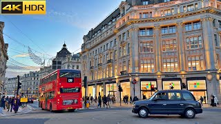 A Winter Evening in London  2024  London Evening Walk 4K HDR [upl. by Sayette]