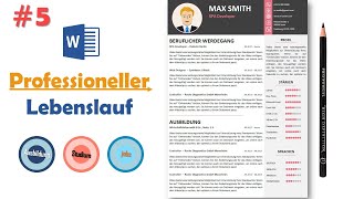 Professioneller Lebenslauf  Moderner Lebenslauf  Lebenslauf selbst in MS Word erstellen  Nr 5 [upl. by Meehahs167]