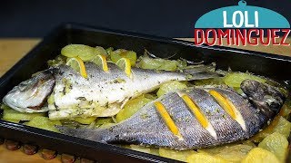 Corvina al Horno con Patatas GuarniciónPescados al Horno [upl. by Lebasiram]