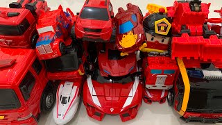 17 Red Transformer Robot Car Police Truck Rescue Airplane Tobot Fire Engine Robocar Poli Mainan Toys [upl. by Lleznov]