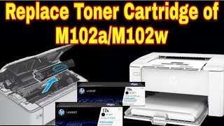 How to Replace Toner Cartridge on HP M102aM102w LaserJet Printer [upl. by Ylen51]