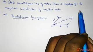 State parallelogram law of vectors  Derive an expression for the  Class 10 Physics  Doubtnut [upl. by Oyr]