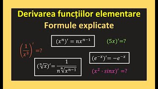 Derivarea functiilor elementare exercitii formule derivate bac clasa a 11 aInvata Matematica Usor [upl. by Nas386]