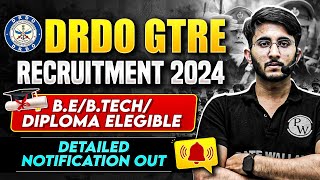 DRDO Recruitment 2024  DRDO GTRE Recruitment 2024 For BTech amp Diploma Holders  Engineers Wallah [upl. by Denzil836]