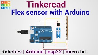 Flex sensor with Arduino in tinkercad  Arduino block coding [upl. by Iruj643]