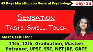 Taste Smell Touch explained in hindi Sense Organs GeneralPsychology Mind Review [upl. by Reena]