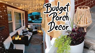 DIY Budget Porch Decor Outdoor Patio Decorate With Me  Small Front Porch Decor Ideas  Adaline Zook [upl. by Amej]