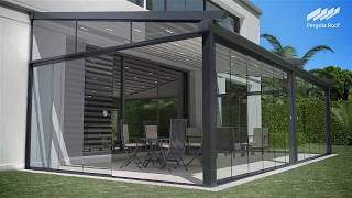 Pergola Roof and Sliding Glass Doors with Motorized Screen [upl. by Hassi]