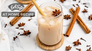 Simple Iced chai LATTE with chai concentrate  How to make an iced chai tea latte [upl. by Emelina101]