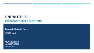 EndNote 20 FAQs Aug 2023 [upl. by Kemp]