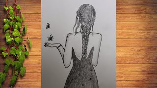 How to draw a girl  Easy girl backside drawing easy girl drawing beautifull [upl. by Neville]