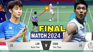 MATCH 2024 FINAL  Loh Kean Yew vs Chou Tien Chen What happen here [upl. by Newbill]