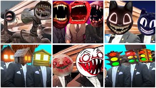 All Trevor Henderson Coffin Dance Memes 2  SIREN HEAD CARTOON CAT HOUSE HEAD TRAIN EATER [upl. by Inajar105]