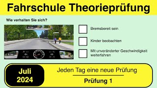 🚘 Führerschein Theorieprüfung Klasse B 🚗 Juli 2024  Prüfung 1 🎓📚 [upl. by Saphra]