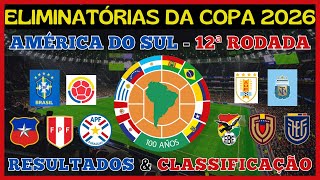 ELIMINATÓRIAS DA COPA 2026  AMÉRICA DO SUL  12ªRODADA RESULTADOS E CLASSIFICAÇÃOtabela futebol [upl. by Aznerol]