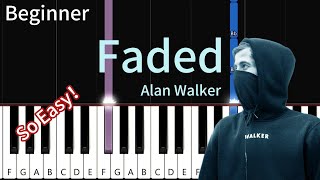 Faded  Alan Walker  Easy piano tutorial  簡單鋼琴入門 [upl. by Taddeo228]