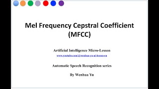 Mel Frequency Cepstral Coefficient MFCC [upl. by Avihs621]