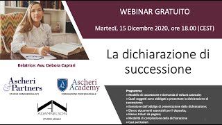 Webinar La dichiarazione di successione [upl. by Adnic]