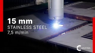 Fiber Laser 30 kW Cutting of Stainless Steel up to 15mm thick [upl. by Sabella]