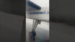 A SMOOTH Landing In These Conditions Icelandair Dash 8 Landing Gear View Shorts [upl. by Ahcarb]