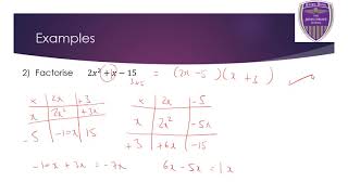 15 Year 10 Scheme 1 Algebra 1 Advanced Factorising Video 3 Entire Lesson [upl. by Borrell]