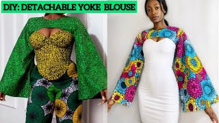 How to Cut and Sew a Detachable Keyhole Yoke Blouse with flare Sleeves [upl. by Mikol474]