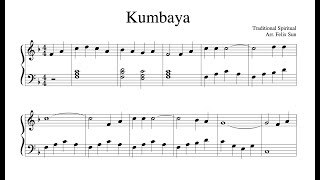 Kumbaya  Sheet Music beautiful easy piano solo [upl. by Collin]