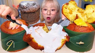 술빵카스테라🍄 쑥 복숭아 요거트 생크림 옥수수 생크림 카스테라 빵 디저트 먹방 Dessert Mukbang [upl. by Katzen93]