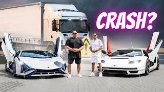 Fast 3 Mio Euro Crash mit LKW 🤯 Markus Rühl ballert den Lamborghini Sian auf der Autobahn❗️ [upl. by Vivle]