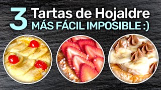 TARTA de MANZANA🍎 3 IDEAS⚡️RECETA RÁPIDA Hojaldre  Crema Pastelera y Frutas  La Cocina de Sandy [upl. by Dean]