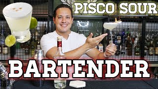 PISCO SOUR  BARTENDER TUTORIAL  RECETA COCTEL [upl. by Brier253]