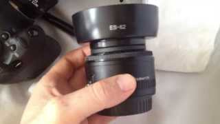 Lens hood for Canon EF 50mm f18 ES62 Lens Hood REVIEW and unbox from eBay [upl. by Keon]